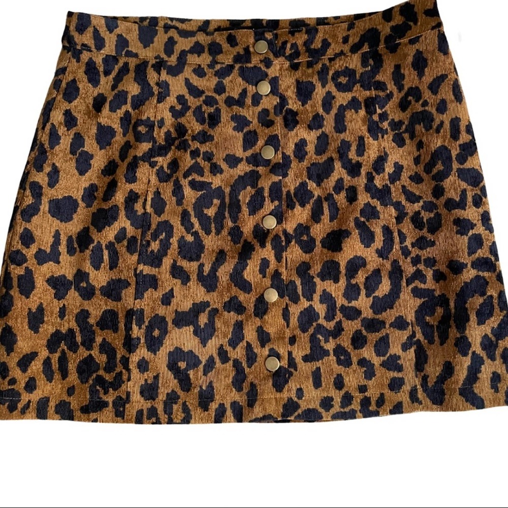 Animal print cord mini skirt -L (8)